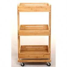 Bamboo Trolley With Castors - B0CF4XDTS8 - View 4