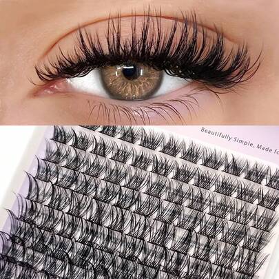  Asiteo 110Pcs Natural Look Cluster Lashes,D Curl Eyelash Extensions, Soft Fluffy Volume Individual Lashes DIY At Home,For Used Daily Makeup Extension