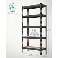 5-Tier Storage Shelves Load 2310 Lb Garage Storage Boltless Assembly Adjustable Shelving Unit 11.8 X 29.5 X 59.1 Inches For Study Shed Basement Black And Natural Beige UGLR300B01 - 118Dx295Wx591H - View 3