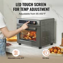 12-IN-1 Air Fryer Toaster Oven, 25L Convection Oven, 1700W Stainless Steel Toaster Ovens Countertop Combo With Grill, Pizza Pan, Gloves, 12 Slices Toast, 12-Inch Pizza, Home And Commercial Use - 灰色 - 查看 4