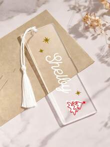 1 pieza Marcapáginas de acrílico transparente con nombre personalizado con 23 estilos - Accesorio de libro hecho a mano con flores personalizadas, regalo único para lectores - Para amantes de los libros - Regalo de Navidad - Regalo perfecto para mamá - Multicolor - Ver 33