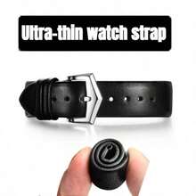 通用尺寸 12mm 14mm 16mm 18mm 20mm 22mm 柔软平纹表带，超薄防水防汗女士表带 - 黑色搭扣咖啡色 - 查看 3