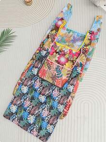 可重复使用的大号可折叠购物袋，带提手，购物手提袋，日常收纳袋