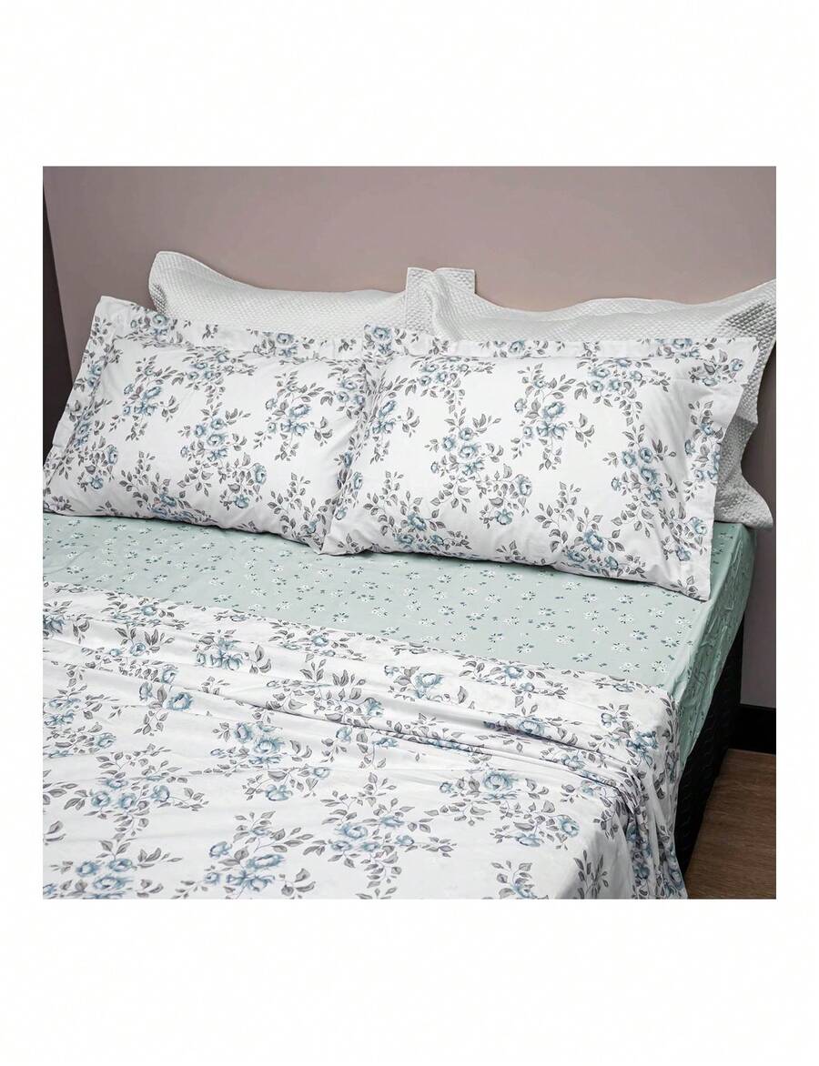 Appel Single Bed Sheet Set, 3 Pieces, 100% Cotton Percale, 200 Thread Count, Cotton Dreams - Blanco - Ver 1