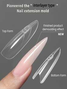 150片/240片/300片多层美甲延长模具，椭圆形和梯形指甲模具，无需纸衬，专业美甲工具套装，全尺寸带收纳盒，纤薄设计，经久耐用，适用于女士杏仁形和梯形指甲延长，女士美甲套装 - 無色 - 查看 2