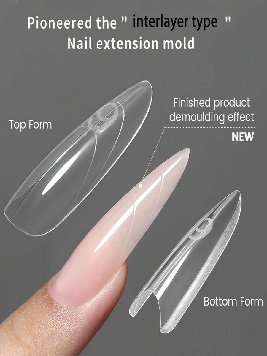 150片/240片/300片多层美甲延长模具，椭圆形和梯形指甲模具，无需纸衬，专业美甲工具套装，全尺寸带收纳盒，纤薄设计，经久耐用，适用于女士杏仁形和梯形指甲延长，女士美甲套装