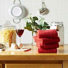 DII Trapo clásico para Platos, 100% de algodón, diseño de Ventana, para Uso Diario en la Cocina, Lavable en Lavadora, 30.48 cm x 30.48 cm, Juego de 6,(Rojo sólido Toalla de cocina Terry Waffle) - Multicolor - Ver 5