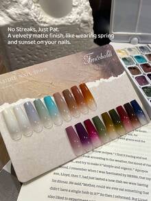 MORDDA Autumn Winter New Arrival Popular Art Gallery Series Patting Gel Nail Kit 18-Grid Design Perfect For Gradient Effects Colorful Prints And Versatile Semi-Solid Nail Gel Salon-Fashionable Nail Art Design Gel Women's Preferred Choice For Stylish Nails - 彩色 - 查看 5