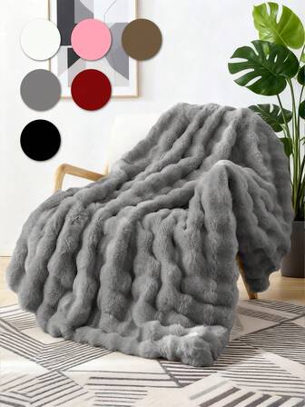 1 st supermjuk filt i fuskkaninpäls, varm och bekväm, maskintvättbar, plysch året runt, pläd, queen size- och king size-filt, multifunktionell tuppfilt, lämplig för kontor, sovrum, soffa, resor, dubbelsidigt användbar, vinterdekor