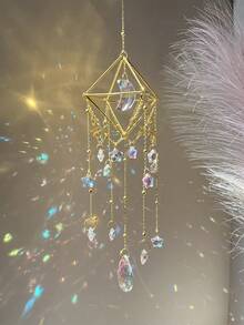 Diamond Frame Crystal Moon & Star Garden Decor Sun Catcher, Hanging Ornament, Christmas Decoration, New Year Gift, Holiday Party Decor - Multicolor - View 12