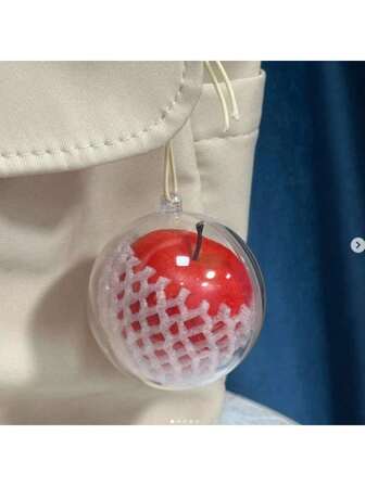 1 件塑料苹果形吊坠 - 防水防震，简约苹果设计，汽车钥匙链/运动包吊饰，户外露营配件