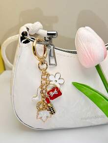 Fashion Light Luxury Style Metal Keychain Creative Women's Clothing Accessories High Heels Lipstick Flower Bag Pendant Exquisite Diamond Inlaid Multi-Element Pendant Personalized Versatile Bag Decoration Gift Fashion Hipster Must-Have Fashion Versatile Women's Bag Accessories Light Luxury Style Bag Charm Accessories Valentine's Day Bag Pendant Valentine's Day Gift Thanksgiving Gift Bridal Souvenir - Multicolor - View 2