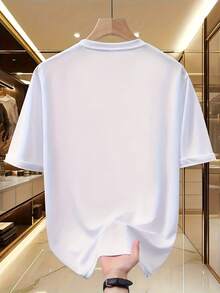 Men's Casual Sports T-Shirt, Summer Thin Breathable Sweat-Absorbing Geedup Printed Design, Suitable For Daily Wear Casual Sports T-Shirt - 白色 - 查看 2