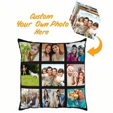 1 pièce Taie d'oreiller personnalisée avec grille de 9 photos DIY, housse de coussin imprimée sur un seul côté pour les amoureux, les animaux de compagnie, les amis, le mariage, les vacances, les fêtes, la fête des mères, la fête des pères, Thanksgiving, le salon, le canapé, la chambre à coucher, la décoration de tête de lit, la housse de coussin lombaire, taie d'oreiller toutes saisons - Multicolore - Voir 9