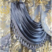 Luxe Love. Panel de Cortina de Ventana Jacquard con Cenefa de Lujo adjunta Juego de 2 Piezas. Gris Profundo, 54 Pulgadas de Anchox 84 Pulgadas de cada con Cenefa de 18 Pulgadasx 2 Piezas - 137.2An x 213.4Al cm (2 Paneles) + Gris oscuro - Ver 7