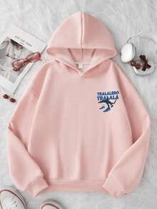 Tween Boy Casual Simple Shark Print Sweatshirt Boys Long Sleeve Sweatshirt Autumn And Winter Student Style - Pink - View 3