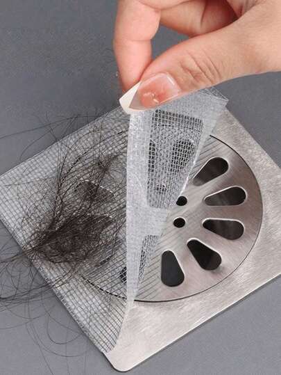 50pcs Disposable Shower Drain Hair Catcher Stickers, Durable Plastic Mesh Filter, Suitable For Bathroom, Bathtub, Sink Drain, Easy-To-Use Sticky Hair And Debris Blocker To Prevent Clogging, Kitchen Sink Filter Design, Sticky Filter Cover Drain Stickers, Disposable Hair Drain Stickers, Disposable Drain Cover Filter Stickers, Effectively Block Hair And Debris.