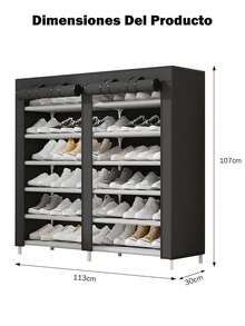 Zapatera Organizador Zapatos 42 Pares Compartimientos Metal - Negro - Ver 12