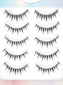 10pcs Baby Curly Transparent Stem Cartoon False Eyelashes, Natural Air Lashes For Beginners - Spiky Manga Lashes - View 4