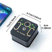 USB便携式空气净化器：小巧迷你，适用于宠物、猫砂盆、家居、汽车、浴室、厨房和衣柜等场所。这款电子除臭器采用USB供电，功能多样，是猫狗主人的理想之选。 - 黑色 - 查看 6