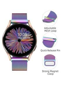1pc Fashionable Colorful Milanese Metal Watch Band, Compatible With Samsung Amazfit Smartwatch, Universal Size 18mm, 20mm, 22mm, Compatible With Samsung Galaxy Watch 3 (42mm, 46mm), Galaxy Active 2 (40mm/44mm), Watch GT2, Smartwatch Strap, Galaxy Watch Chain - Color - View 5