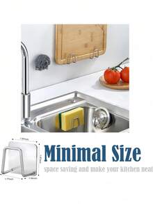 2pcs/Set Strong Adhesive Kitchen Sink Sponge Holder Rustproof & Waterproof Sink Drain Rack Scrubber Hanger Caddy Accessories Storage Rack For Scratch Scrub Dishcloth Dishrag Wool Exfoliator Strainer Stoppe Draining Rack Wall-MountedStorage Hooks - Multicolor - View 7