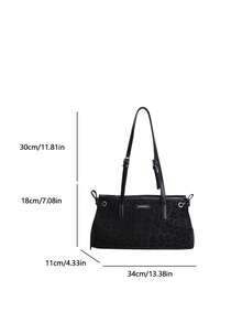 1个时尚豹纹腋下包，大容量女士通勤包，适合日常外出、约会和通勤 - 黑色 - 查看 3