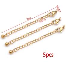 5pcs 304 Stainless Steel Extension Chain Sets End Chains Extension Tails With Clasps Lobster Clasps For Necklace Bracelet Anklet DIY Jewelry Making - Multicolor - View 22