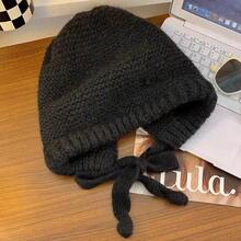 Fair Isle Style Knitted Hat For Women, Vintage Dual-Use Bag Hat, Warm Wool Hat With Ear Protection, Street Style - 條紋包包帽-卡其 - 查看 10