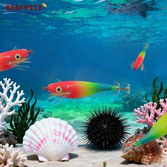 8.5厘米夜光钓鱼饵，逼真鱿鱼和海水虾软饵套装，3件/5件可选，适用于海钓