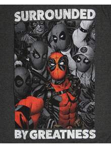 Marvel Men's Deadpool Surrounded By Greatness Crackle Design T-Shirt - 灰色 - 查看 2