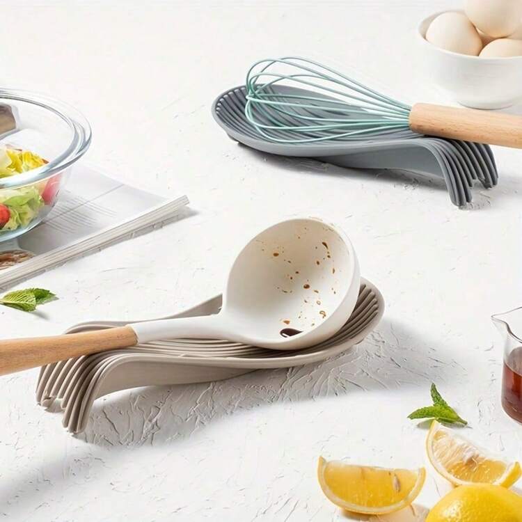 1 pieza Reposaespátulas de silicona resistente al calor - Soporte multiusos antideslizante para utensilios, apto para cucharas, tenedores, espátulas, utensilios de cocina, uso doméstico/restaurante, regalo de Navidad 2025 - Multicolor - Añade 2