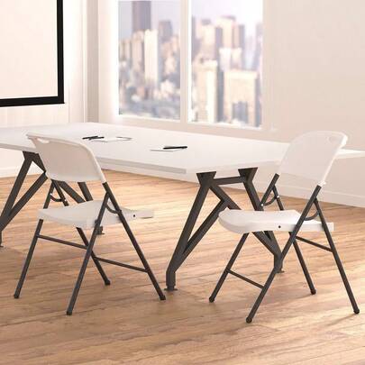 Foldable Portable Plastic Chair, 159 Kg Capacity, White, 2-Pack
