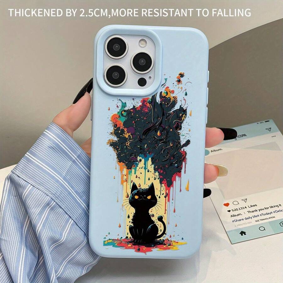 Nueva carcasa de teléfono móvil de silicona líquida simple y multicolor para iPhone11/11PROMAX/12/12PRO/12PROMAX/13PROMAX/13/14/13PRO/14PRO/14PROMAX/14PLUS/15PLUS/15/15PRO/15PROMAX/16PLUS/16/16PRO/16PROMAX/16E Una funda protectora. Carcasa suave clásica de borde recto, Cámara de gran agujero y botón de agujero de ventilación. Adecuado para amigos, familiares y amigos, regalos de vacaciones, regalos de vacaciones - Azul claro - Ver 1