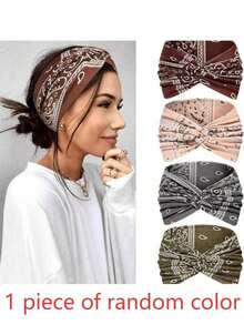 4 Stücke Bohemien Cashew Blume Muster Stirnbänder, lässige Urlaubshaar-Accessoires, Make-up Waschung Kreuz breite Stirnbänder, Herbst Accessoires Herbst Kopftuch Frauen Bandana Sport Schweißband Herbst Haarband Winter für Urlaubsoutfits Frau Sommer Boho Urlaub Grundlegende Accessoires - Verschiedenfarbig - Übersicht 10