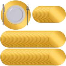 120 Pcs Gold Paper Placemats, 11.4"  Table Mats Round Gold Charger Plates For Dining Wedding Table Dration Home Banquet New Years Festive Party Birthday Holiday,29408953 - Nhiều màu - Xem 1