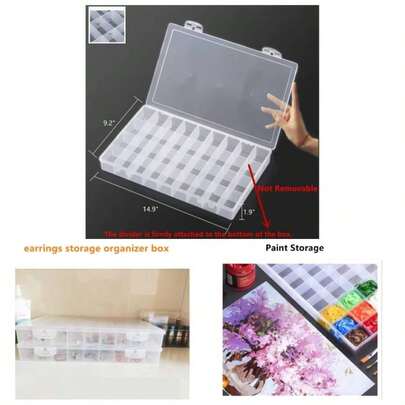 1PCS 36 Grids Large Plastic Organizer Box With Dividers, Compartment Organizer Box Nail Accessories/Screw/Sewing Arts And Oil Paint, Bead Storage Containers 14.9 Inchx 9.2 Inchx 1.9 Inch