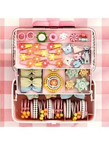 Bow Hair Accessory Storage Box, Cute Hair Clips, Hair Pins, Jewelry, Cosmetics, Dust-Proof Storage Box - Multicolor - View 6