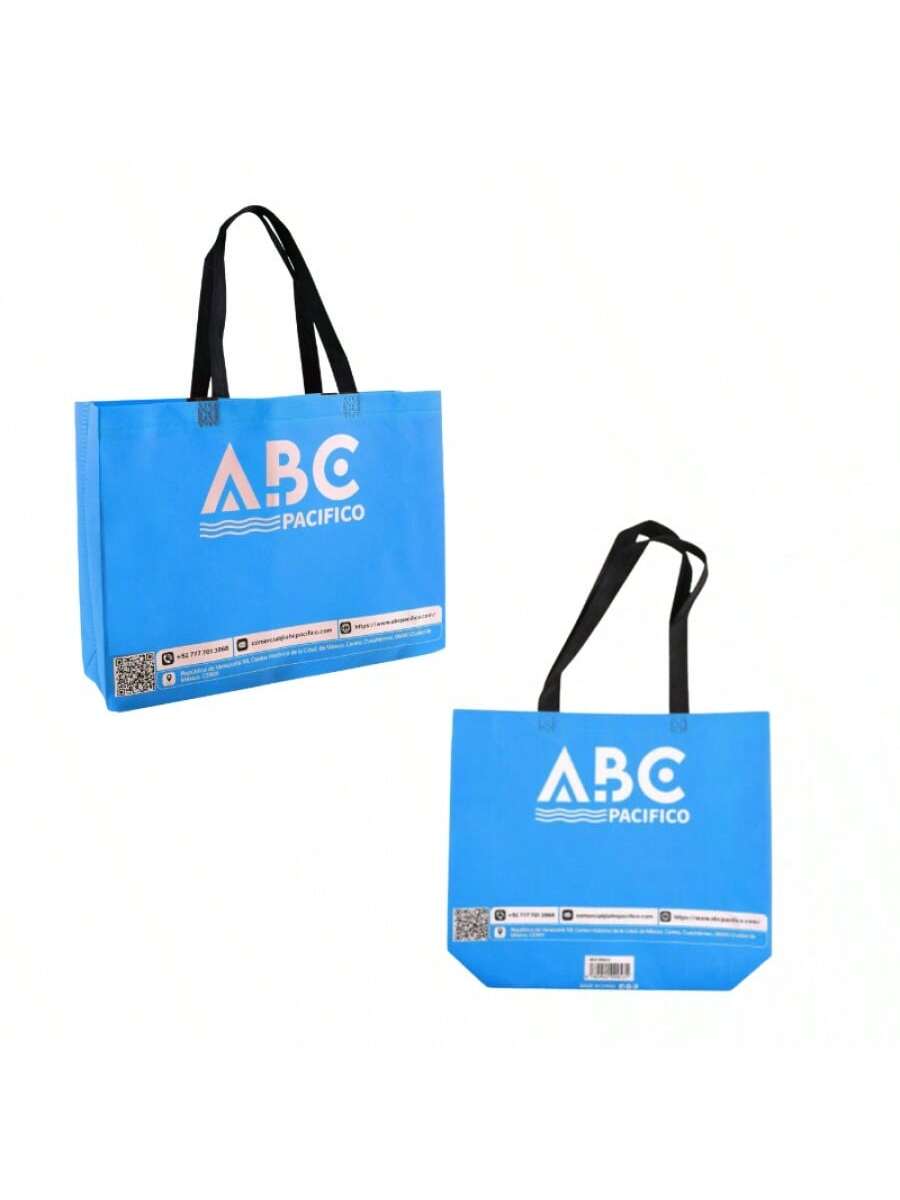 Bolsa de compra azul de tela no tejida, 80 g, 50 x 40 x 15 cm