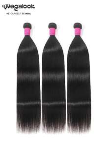 MEGALOOK 10A Silky Straight Human Hair Bundles 10-30 Inch Natural Black 1&3 Bundles Straight Bundles Human Hair Brazilian Remy Weave Hair Extensions - SNatural - View 1