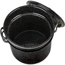 7.5 Qt 3 Piece Multiuse Pasta Pot Set With Strainer Pot And Lid In Speckled Black Design Ideal For Cooking Seafood Soups Sauces Large Capacity Easy To Clean Dishwasher  Versatile Kitchen Solution For Efficient Meal Preparation - SpeckledBlack - View 4
