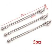5pcs 304 Stainless Steel Extension Chain Sets End Chains Extension Tails With Clasps Lobster Clasps For Necklace Bracelet Anklet DIY Jewelry Making - Multicolor - View 11