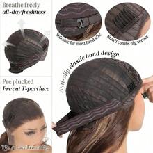 13x4 Lace Front Wig For Women Black Glueless Wig Synthetic Lace Wig Pre Plucked HD Lace Straight Wig Ready To Wear Long Straight Brown And Blonde Wig 28inch - Sọc Skunk vàng - Xem 7