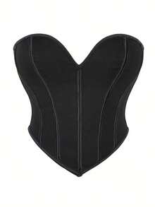 New Arrival Black Matte Textured Strapless Corset Crop Top For Women, Sexy Palace Style, Suitable For Wearing With A Dress, For Halloween - màu đen - Xem 2