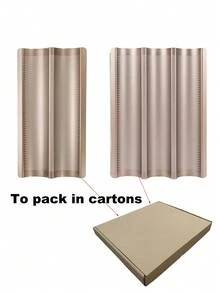 1pc French Baguette Bread Mold, 2/3 Slot Toast Loaf Pan, Non-Stick French Bread Baking Tray, Rounded Corners, Oven , Ideal For Homemade Baguettes, Gold