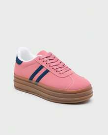 Women's Sneakers, Retro Style Women's Sports Sneakers - Pink - View 2