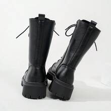 Stivali a mezza gamba con suola spessa, affusolanti, nuovo arrivo 2025, stile britannico, scarpe da donna - nero - Visualizzare 5