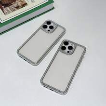 1 Stück Premium transparente elektrolytisch beschichtete Strass stoßfeste Handyhülle mit Diamant-Design an den Seiten, kompatibel mit iPhone11 12 13 14 15 16 17 17pro 17promax 13promax 15pro 16promax 14plus 16plus X Xr Xsmax 15promax 16plus - Silber - Übersicht 8