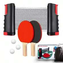 Portable Elastic And Adjustable Tabletop Ping Pong Kit With Rackets And Balls