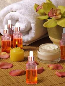 粉色玻璃滴管瓶 - 精油分配器，带玻璃滴管的瓶子，适用于化妆品和香水、精华液小瓶、带玻璃滴管的化妆品旅行容器套装、旅行容器，便携且节省空间，适合日常携带、户外旅行、家庭使用、实验室用品、按摩油和液体储存，是斋月、开斋节、情人节、圣诞节或感恩节的完美礼物。 - 彩色 - 查看 8